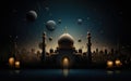 Gorgeous islamic greeting background. Mosque and Arabic Lantern. Ramadan kareem. Eid Mubarak cards for Muslim Holidays Royalty Free Stock Photo