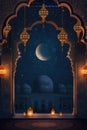 Gorgeous islamic greeting background. Mosque and Arabic Lantern. Ramadan kareem. Eid Mubarak cards for Muslim Holidays Royalty Free Stock Photo