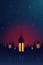 Gorgeous islamic greeting background. Mosque and Arabic Lantern. Ramadan kareem. Eid Mubarak cards for Muslim Holidays Royalty Free Stock Photo