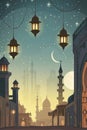 Gorgeous islamic greeting background. Mosque. Ramadan kareem. Eid Mubarak cards for Muslim Holidays Royalty Free Stock Photo