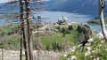 Gorgeous lake front property with nearby mountains Royalty Free Stock Photo