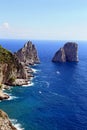 Gorgeous landscape of famous faraglioni rocks on Capri island, Italy. Royalty Free Stock Photo