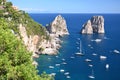 Gorgeous landscape of famous faraglioni rocks on Capri island, Italy Royalty Free Stock Photo