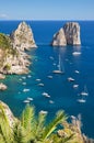 Gorgeous landscape of famous faraglioni rocks on Capri island, Italy Royalty Free Stock Photo