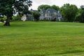 Gorgeous landscape with a single family house with a lawn. House in the suburbs of Leesburg in the USA