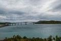 Gorgeous landscape of Sommaroy bridge in Norway. Turquoise water on a sea. Royalty Free Stock Photo