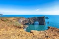 Gorgeous landscape with unique basalt arch on Dyrholaey Nature Reserve on Atlantic South Coast Royalty Free Stock Photo