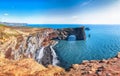 Gorgeous landscape with unique basalt arch on Dyrholaey Nature Reserve on Atlantic South Coast Royalty Free Stock Photo