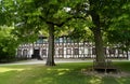 a gorgeous large timber-framed house in Blaubeuren in Germany on a beautiful spring day Royalty Free Stock Photo