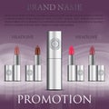 Gorgeous lipstick tube set mockup. Fashion cosmetic ads. Brand g