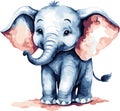 Gorgeous lovely vector art watercolor cute elephant