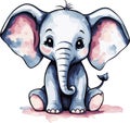 Gorgeous lovely watercolor baby elephant vector art