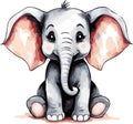 Gorgeous lovely watercolor cute elephant vector art