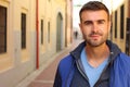 Gorgeous man looking at camera outdoors Royalty Free Stock Photo