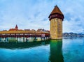 Gorgeous medieval Kapellbrucke and Wasserturm in Lucerne, Switze