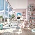 a gorgeous modern office, pastel color