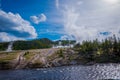 Gorgeous outdoor view of firehole river in the Yellowstone national park Royalty Free Stock Photo