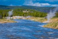 Gorgeous outdoor view of firehole river in the Yellowstone national park Royalty Free Stock Photo