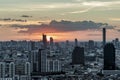 Gorgeous panorama scenic of the sunrise with cloud on the orange sky over large metropolitan city in Bangkok