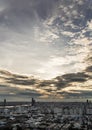 Gorgeous panorama scenic of the sunrise or sunset with cloud on the orange and blue sky over large metropolitan city in Bangkok Royalty Free Stock Photo