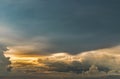 Gorgeous panorama scenic of the sunrise or sunset with cloud on the orange and blue sky over large metropolitan city in Bangkok Royalty Free Stock Photo