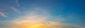 Gorgeous panorama scenic of sunrise and sunset with silver lining and cloud in the morning and evening. Royalty Free Stock Photo