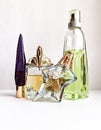 gorgeous perfume bottles on white background, unique design