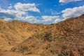 Gorgeous picturesque desert landscape scenic view sand stone rocks wilderness environment with vivid blue sky white clouds