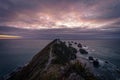 Gorgeous pink sunrise panorama at Nugget Point Lighthouse taken on a cloudy winter day, New Zealand Royalty Free Stock Photo