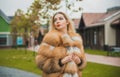 Luxury fur coat concept. Woman in furs