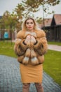 Luxury fur coat concept. Woman in furs