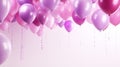 Gorgeous purple and pink balloons bundled with different birthday shapes on a white background