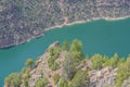 The gorgeous red rook walled Green River flowing through the Flaming Gorge  National Recreation Area in Ashley National Forest, Ut Royalty Free Stock Photo