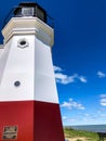 Gorgeous red and white lighthouse on beach Royalty Free Stock Photo