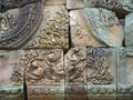 Gorgeous relief on the pediment of the ancient temple complex in Buriram, Thailand