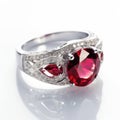 Gorgeous ring with a beautiful ruby surrounded by dazzling diamonds.