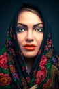 Gorgeous russian woman in shawl