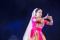 Gorgeous Sattriya Dancer performing Sattriya Dance on stage at Konark Temple, Odisha, India.An assamese classical indian dance.