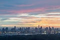 Gorgeous scenic of the sunrise or sunset with beautiful cloud and sky over large metropolitan city in Bangkok