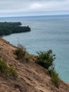 Hilltop view of sand dunes at state park in Michigan