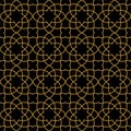 Gorgeous Seamless Arabic Pattern Design. Monochrome Gold Wallpaper or Background Royalty Free Stock Photo
