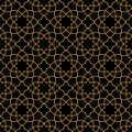 Gorgeous Seamless Arabic Pattern Design. Monochrome Gold Wallpaper or Background Royalty Free Stock Photo