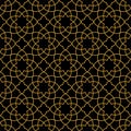 Gorgeous Seamless Arabic Pattern Design. Monochrome Gold Wallpaper or Background Royalty Free Stock Photo