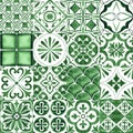 Gorgeous seamless patchwork pattern from dark green and white