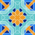 Gorgeous seamless pattern from blue Moroccan tiles, ornaments. Royalty Free Stock Photo