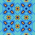 Gorgeous seamless pattern from blue Moroccan tiles, ornaments. Royalty Free Stock Photo