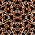 Gorgeous seamless pattern with bronze shades decorative ornament on black background