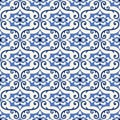 Gorgeous seamless pattern from colorful floral Moroccan, Portuguese tiles, Azulejo, ornaments