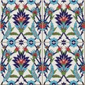 Gorgeous seamless pattern from colorful floral Moroccan, Portuguese tiles, Azulejo, ornaments. Royalty Free Stock Photo