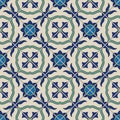 Gorgeous seamless pattern from colorful floral Moroccan, Portuguese tiles, Azulejo, ornaments. Royalty Free Stock Photo